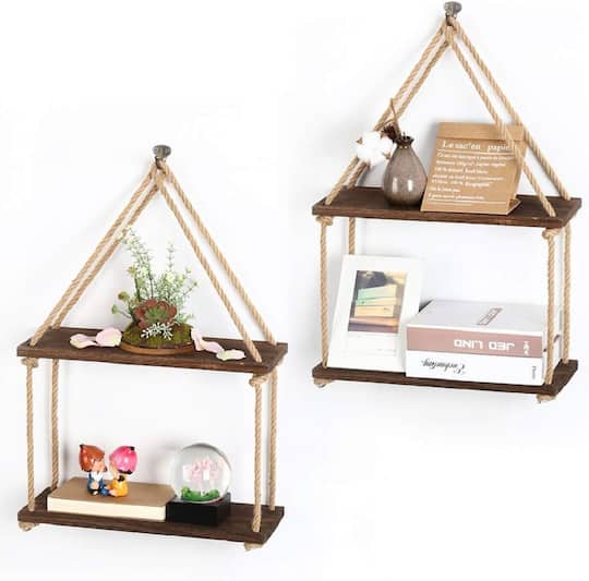 Brown Haitral Wood Floating Shelves Set
